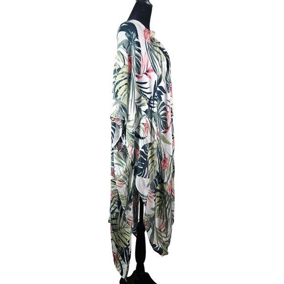 Tropical Floral Kimono Cardigan Womens O/S Lightweight Cover-Up - Picture 5 of 10